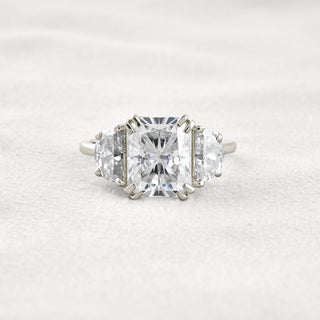 3.24 CT Radiant Cut 3 Stones Moissanite Diamond Engagement Ring In White Gold