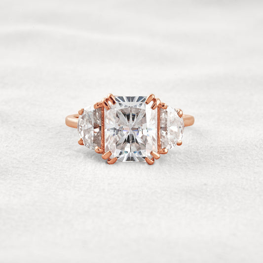 3.24 CT Radiant Cut 3 Stones Moissanite Diamond Engagement Ring In Rose Gold