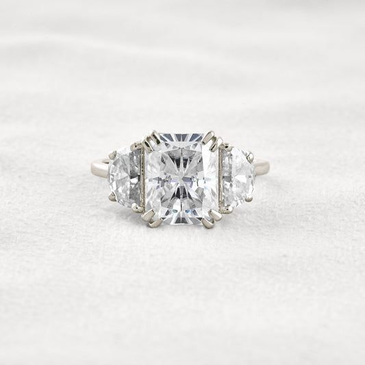 3.24 CT Radiant Cut 3 Stones Moissanite Diamond Engagement Ring In White Gold