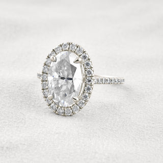 4.1 CT Oval Cut Halo & Pave Moissanite Diamond Engagement Ring