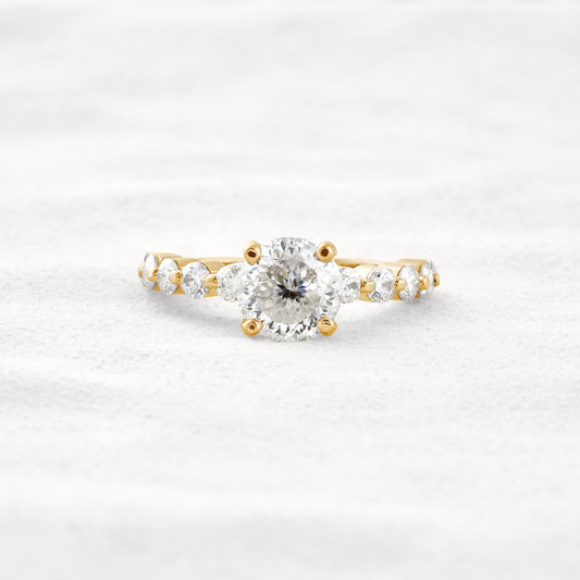 2.2 CT Portuguese Round Cut Moissanite Diamond Engagement Ring