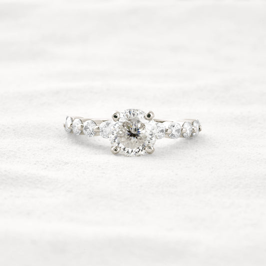 2.2 CT Portuguese Round Cut Moissanite Diamond Engagement Ring In White Gold