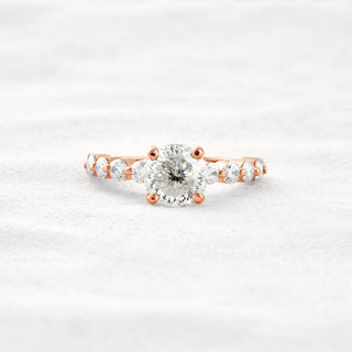 2.2 CT Portuguese Round Cut Moissanite Diamond Engagement Ring In Rose Gold