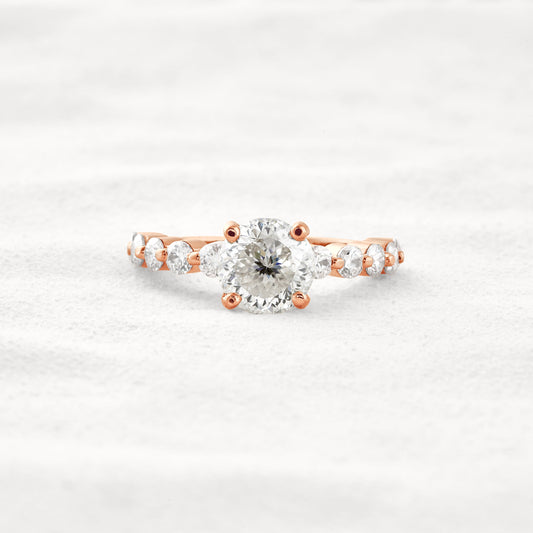 2.2 CT Portuguese Round Cut Moissanite Diamond Engagement Ring In Rose Gold