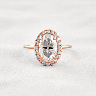 3.15 CT Oval Cut Halo Moissanite Diamond Engagement Ring
