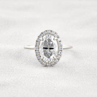 3.15 CT Oval Cut Halo Moissanite Diamond Engagement Ring In White Gold