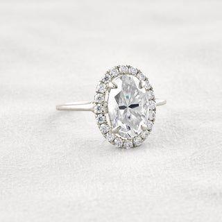 3.15 CT Oval Cut Halo Moissanite Diamond Engagement Ring
