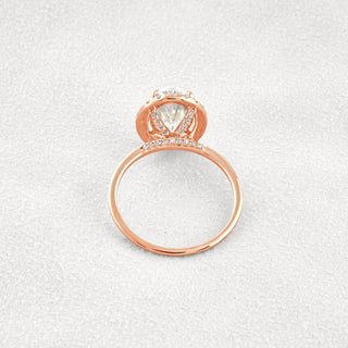 3.15 CT Oval Cut Halo Moissanite Diamond Engagement Ring In Rose Gold