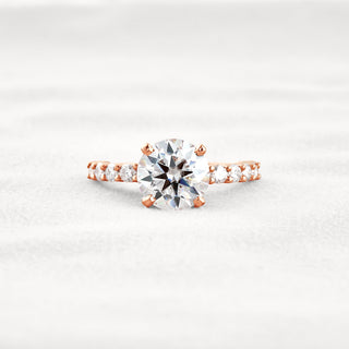 2.75 CT Round Cut Pave Hidden Halo Moissanite Diamond Engagement Ring In Rose Gold