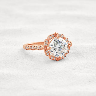 2.1 CT Cushion Cut Halo & Pave Moissanite Diamond Engagement Ring In Rose Gold