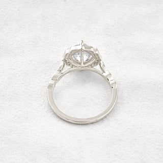 2.1 CT Cushion Cut Halo & Pave Moissanite Diamond Engagement Ring