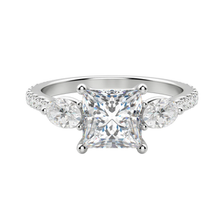 2.78 CT Princess Moissanite Diamond Three Stones Engagement Ring