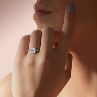 1.91 CT Oval Moissanite Diamond Hidden Halo Engagement Ring