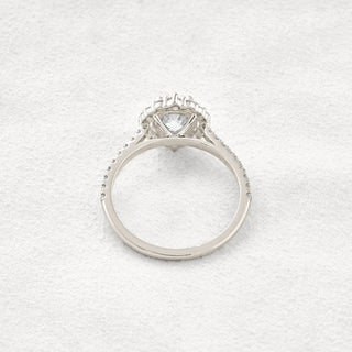 1.25 CT Round Cut Halo & Pave Moissanite Diamond Engagement Ring