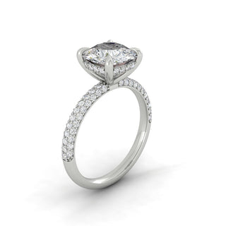 1.7 CT Cushion Moissanite Diamond Hidden Halo Engagement Ring