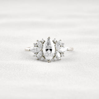 1 CT Marquise Cut Cluster Moissanite Diamond Engagement Ring In White Gold