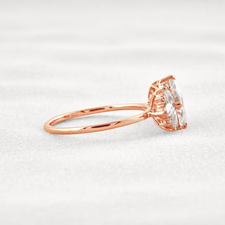 1 CT Marquise Cut Cluster Moissanite Diamond Engagement Ring In Rose Gold