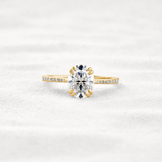 1.91 CT Oval Cut Pave Moissanite Diamond Engagement Ring