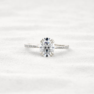 1.91 CT Oval Cut Pave Moissanite Diamond Engagement Ring