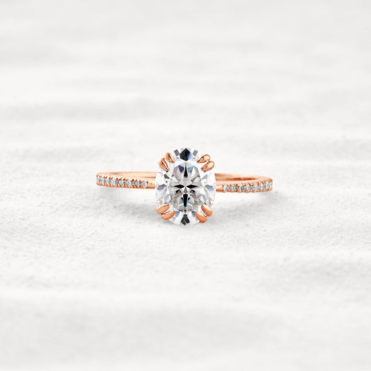 1.91 CT Oval Cut Pave Moissanite Diamond Engagement Ring In Rose Gold