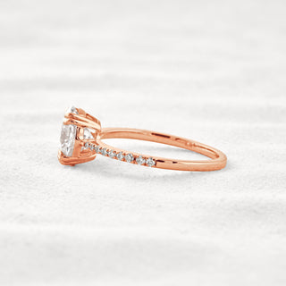 1.91 CT Oval Cut Pave Moissanite Diamond Engagement Ring In Rose Gold