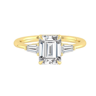 1.9 CT Emerald Moissanite Diamond Three Stones Engagement Ring