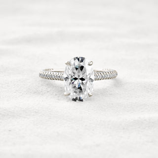 4 CT Oval Cut Pave Moissanite Diamond Engagement Ring