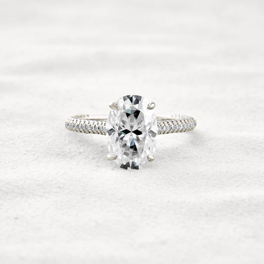 4 CT Oval Cut Pave Moissanite Diamond Engagement Ring In White Gold