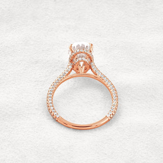 4 CT Oval Cut Pave Moissanite Diamond Engagement Ring In Rose Gold