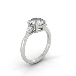 2.65 CT Round Moissanite Diamond Three Stones Engagement Ring