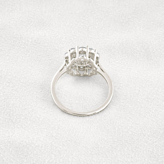 1 CT Round Cut Halo Moissanite Diamond Engagement Ring In White Gold