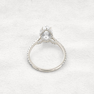 2.8 CT Pear Cut Pave Moissanite Diamond Engagement Ring