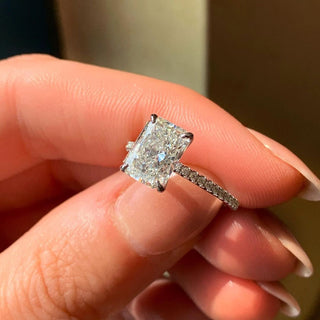 1.80 CT Radiant Moissanite Diamond Hidden Halo Engagement Ring
