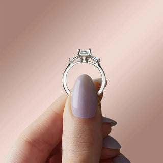 1.67 CT Radiant Moissanite Diamond Three Stones Engagement Ring