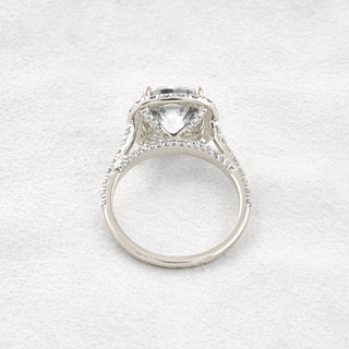 4 CT Cushion Cut Halo & Pave Moissanite Diamond Engagement Ring