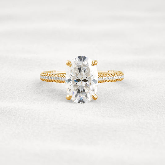 4 CT Oval Cut Pave Moissanite Diamond Engagement Ring & Wedding Ring