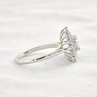 1 CT Round Cut Double Halo Moissanite Diamond Engagement Ring
