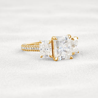 3.51 CT Radiant Cut 3 Stones Moissanite Diamond Engagement Ring In White Gold