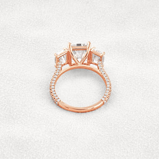 3.51 CT Radiant Cut 3 Stones Moissanite Diamond Engagement Ring In Rose Gold