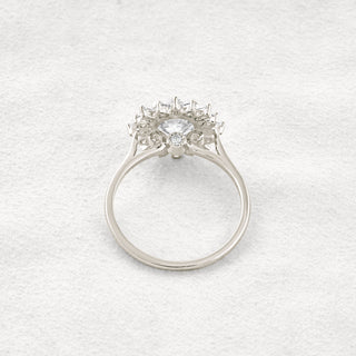 1.35 CT Round Cut Halo Moissanite Diamond Engagement Ring