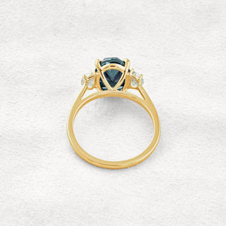 4 CT Dark Green Oval 3 Stones Cut Moissanite Diamond Engagement Ring In Rose Gold