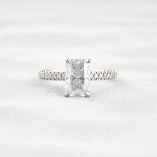 2.6 CT Radiant Cut Pave Moissanite Diamond Engagement Ring