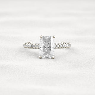 2.6 CT Radiant Cut Pave Moissanite Diamond Engagement Ring In White Gold
