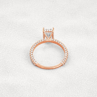 2.6 CT Radiant Cut Pave Moissanite Diamond Engagement Ring In Rose Gold
