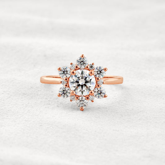 1 CT Round Cut Moissanite Diamond Engagement Ring In Rose Gold