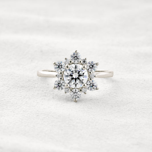 1 CT Round Cut Moissanite Diamond Engagement Ring In White Gold