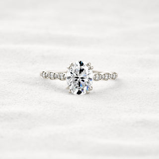 1.91 CT Oval Cut Pave Moissanite Diamond Engagement Ring In White Gold