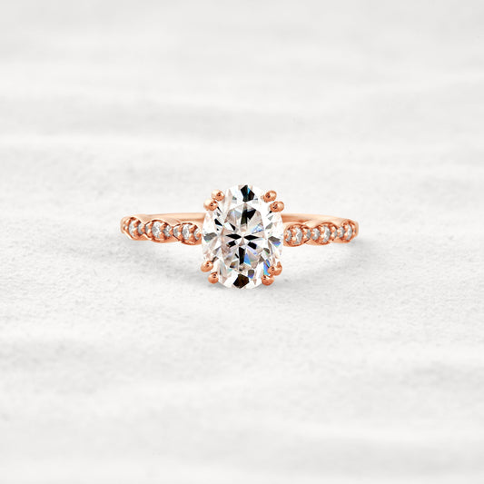 1.91 CT Oval Cut Pave Moissanite Diamond Engagement Ring In Rose Gold