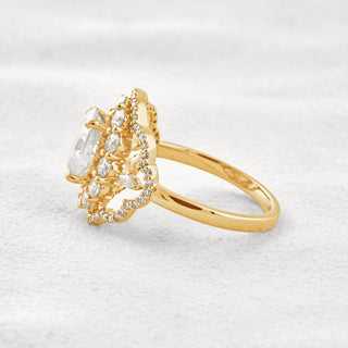 1.91 CT Oval Cut Vintage Halo Moissanite Diamond Engagement Ring