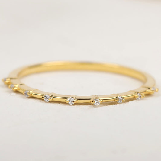 Round Moissanite Dainty Wedding Band